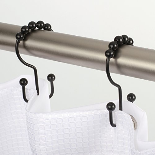 2LB Depot Shower Curtain Rings Hooks, Rustproof Stainless Steel, Set of 12 for Shower Rods (Black)