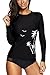 V FOR CITY Women's Long Sleeve Rashguard UPF 50+ Rash Guard UV Swimsuit Top