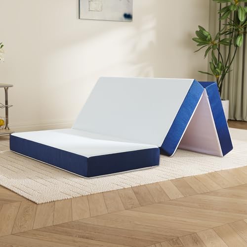 Slufra Foldable Mattress Full, 6 Inch Tri Fold Gel Memory Foam Mattress | Removable Washable Cove,Non-Slip Bottom for Stability, Sorf Breathable & Hypoallergenic Fabric