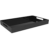 BLACK SERVING TRAY - 20" Large Acrylic Tray for Coffee Table, Breakfast, Tea, Food, Butler - Decorative Display, Countertop, Kitchen, Vanity Serve Tray with Handles by Vale Arbor
