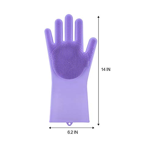 image for EVILTO Scrub Glove for Dishes,Magic Silicone Dishwashing Gloves with S