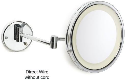 Jerdon HL1016CL-H 9.5" Chrome Finish LED Lighted Wall Mount Mirror (HardWired Model)