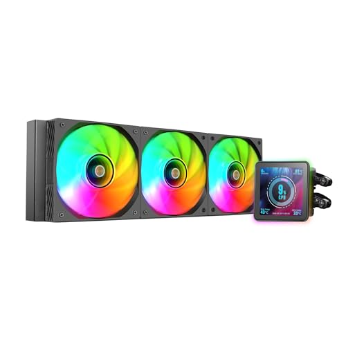 Mars Gaming ML-VISIONPRO360, AIO Liquid Cooling, TDP 600W, 3x ARGB 120mm FDB Fans with Copper and Aluminum Core, 4” Removable Magnetic IPS LCD Screen, Opti-Chamber 3rd Gen, Black
