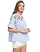 Floerns Women's Flower Embroidery Loose Casual Babydoll Top Blouse Blue White L