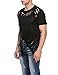 Coofandy Men's Hipster Hip Hop Tees Cotton Crewneck Cutout Tees Summer Fashion T Shirt Black Medium