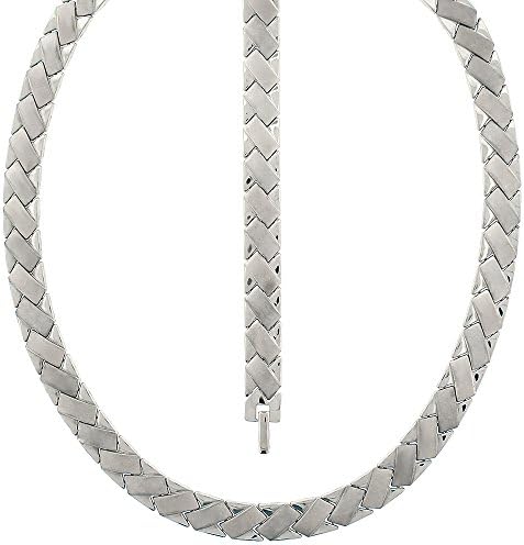 Stainless Steel Womens Silver Tone 10mm Flat Stampato 18" Necklace Chain &amp; 7.5" Bracelet