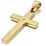 Cupimatch Mens Stainless Steel Religious Bible Lord's Prayer Cross Pendant Necklace, 22