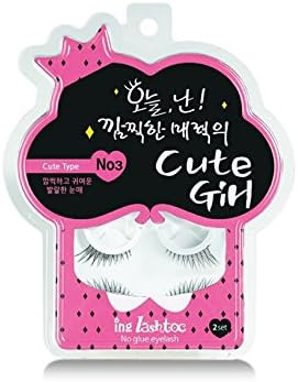 Ing Lashtoc Glue No Needed Pre-Glued One Touch Patent Eyelashes fake false lashes (2pairs) (cute girl)