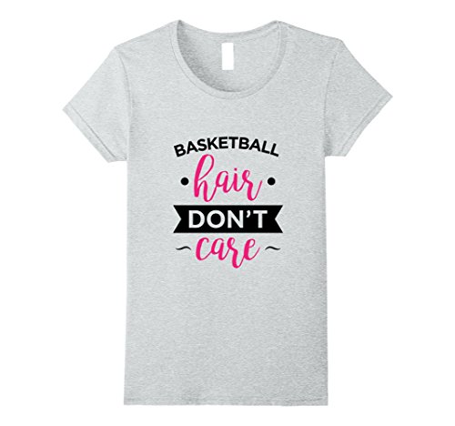 Womens Girls Basketball Shirt, Basketball Hair Don't Care Gift Medium Heather Grey