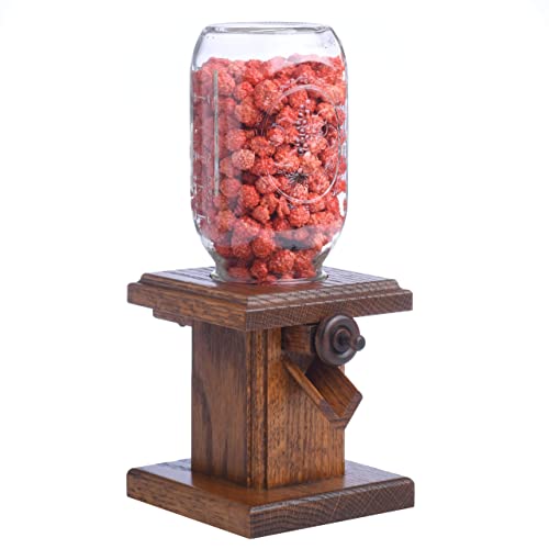 Handcrafted Amish Wooden Candy Dispenser Glass Jar Solid Oak Wood M&M's