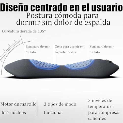 Smooth Triple Fusion Back Massager - 3-in-1 Traction, Masajeador Terapia de Triple Fusion, Vibration & Heat for Pain Relief in Neck, Shoulder, Lower Back & Sciatica, Adjustable (Gris Oscuro)
