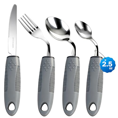 Adaptive Silverware for Elderly - Adaptive Utensils for Elderly Angled Spoon Fork, Arthritis, Handicap, Disabled & Parkinsons Aids for Living, Parkinsons Utensils, Built Up Handle Utensils for Adults at Amazon
