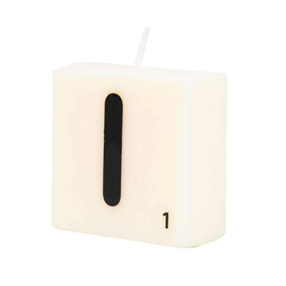 PD-Party 7040019 Letter Candle | Party | Decorations | Ambience - I, Cream/Black, 4cm Length x 4cm Width x 2cm Height
