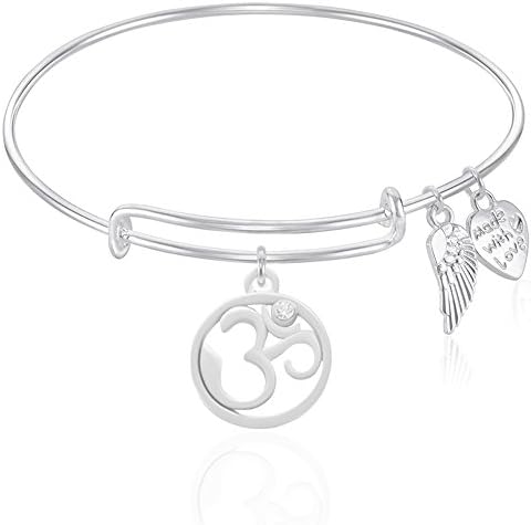 YOGA AUM Om OHM Expandable Wire Bangle Bracelet GIFT BOXED