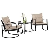 wicker patio furniture sets outdoor bistro set rocking chair 3 piece patio set rattan chair conversation set for backyard porch poolside lawn with coffee table black