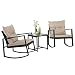FDW Wicker Patio Furniture Sets Outdoor Bistro Set Rocking Chair 3 Piece Patio Set Rattan Chair Conversation Set for Backyard Porch Poolside Lawn with Coffee Table,Black primary