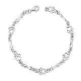925 Sterling Silver Dog Bone and Paw Print Link Charm Bracelet for Dog Lover LSCB20