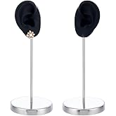 UNICRAFTALE 1 Set Ear Shaped Earring Display Stand Black Piercing Stud Holder with Round Base Silicone Earring Model Organizer Ear Shape Jewelry Organizer Holder for Women Earring Storage