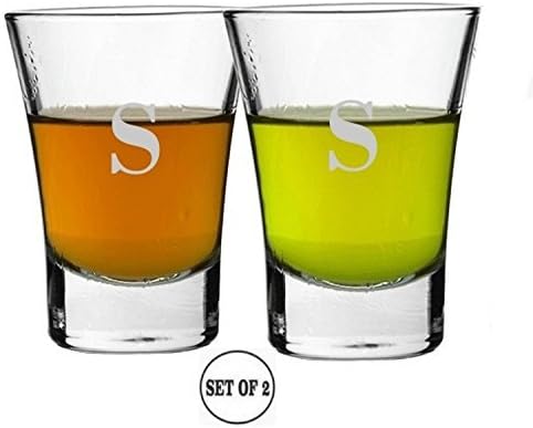 Shot Glasses Shooters Letter S Set Of 2 Etched Personalized Monogrammed Engraved Hand Made