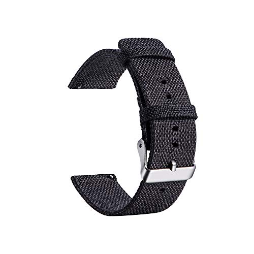 for Samsung Gear S2 Classic Watch Band, SUKEQ Woven Fabric Wrist Strap Quick Release Replacement Bracelet Accessory for Samsung Galaxy Watch 42mm, Gear S2 Classic, Garmin Vivoactive 3 (Black)