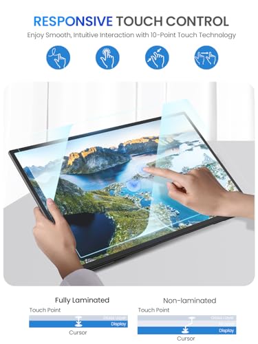 UPERFECT 21.5 Inch 120Hz QLED Touchscreen Portable Gaming Monitor 125% sRGB 2000:1 Contrast 1080P Large Display with 180° Integrated Mount USB-C HDMI for Laptop/PC/Game Console, VESA Compatible