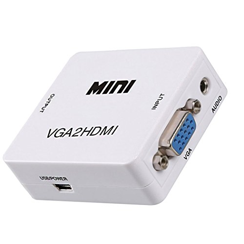 VGA to HDMI, 1080P VGA and Audio to Video Converter Box Adapter for HDTVs, Monitors/Displays, Laptop Desktop Computer (white1) (VGA to HDMI)
