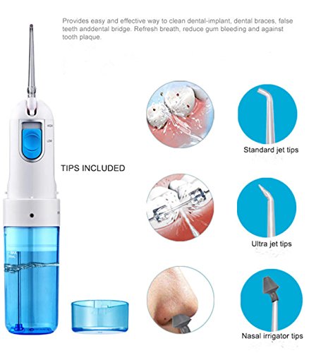 Rechargeable Oral Irrigator with Foldable Nozzles Dental Water Flosser for Braces USB Tooth Cleaner Water Jet Flossing with 5 Replacement Tips