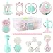 EFOSHM 10PCS Baby Rattles Teether Set, Grasping Grab Toy, Spin Shaking Bell, Sensory Teether Rattle, Boiled Disinfection BPA Set for Infant Newborn Baby Toddler