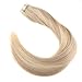 Ugeat Hair Extensions Tape in Human Hair Blonde 16inch Human Hair Tape in Extensions Ash Blonde Highlights Bleach Blonde Natural Tape in Hair Extensions Human Hair 50G 20Pcs