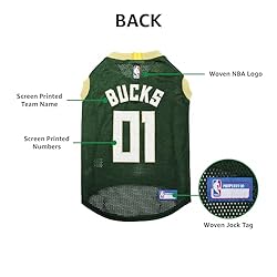 Pets First NBA MILWAUKEE BUCKS DOG Jersey, Large