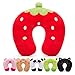 H HOMEWINS Travel Pillow for Kids,Cute Animal Toddler Neck Pillow for Boys Girls,Soft Neck Head Chin Support Pillow,Travel Accessories for Airplane, Car, Train,Recline(Strawberry)
