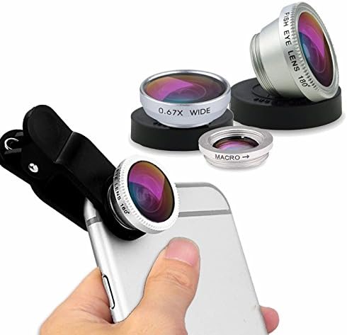 PC PRO 3 in 1 Clip on Cell Phone Lens Kit, 180° Fisheye + 0.67X Wide Angle + 10X Macro Lens (Silver) Bonus: Audio Headset Splitter. Suitable for iPhone 7/6/5 &amp; Most Smartphones.
