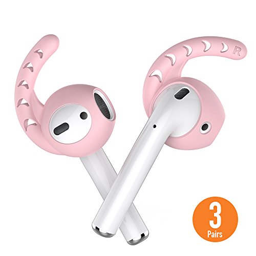 AhaStyle 3 Pairs Silicone Ear Hooks Covers Accessories Compatible with Apple AirPods, Apple EarPods Headphones (Pink)