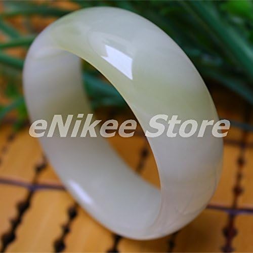 Natural White Jade Wide Bangle Bracelet Womens Jewelry Health Care Bag Gift