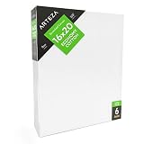 Arteza 16x20&rdquo; Stretched White Blank Canvas, Bulk Pack of 6, Primed, 100% Cotton for Painting, Acrylic Pouring, Oil Paint & Wet Art Media, Canvases for Professional Artist, Hobby Painters & Beginner