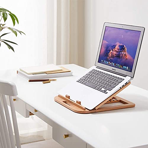 Wood Laptop Stand, Adjustable Laptop Stand for Desk, MacBook pro Computer Stands Compatible with