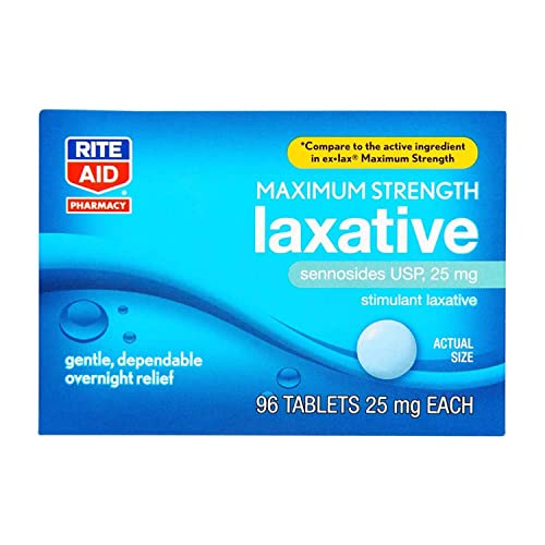 Rite Aid Maximum Strength Laxative, Sennosides USP Tablets, 25 mg, 96