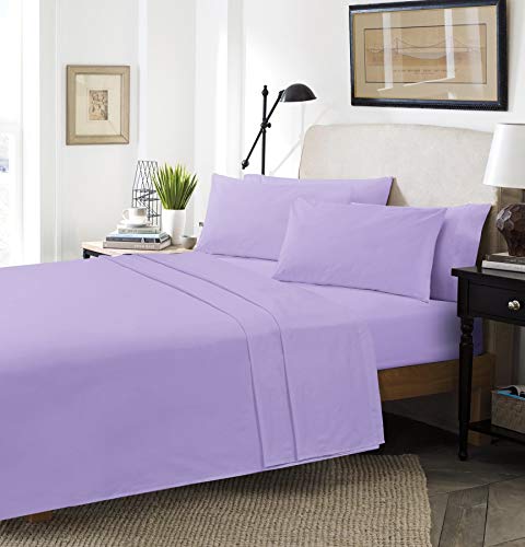 clicktostyle Extra Deep Fitted Sheet 40cm / 16inches Polycotton Easy Care Fabric (Lilac, King)