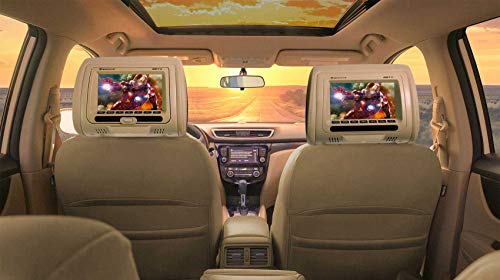 Rockville RDP711-BG 7" Beige Car Headrest Monitors w/DVD Player/USB/HDMI+Games