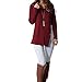 levaca Womens Raglan Long Sleeve Button Trim Waist Line Patchwork Tunic Top Shirts