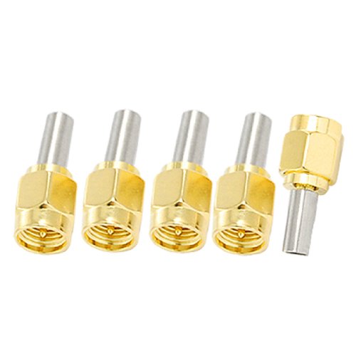 uxcell 5pcs SMA Male Connector Straight Crimp RG316 RG174 Rf Adapter Connector