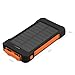 Foreverrise 10000mAh Solar Charger Dual USB Battery Pack Portable Phone Solar Power Bank Waterproof Battery Charger with LED Light and Carabiner with Compass Pack for Most USB Devices(Orange)