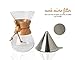 Comfify Pour Over Coffee Maker with Borosilicate Glass Carafe and Reusable Stainless Steel Permanent Filter Manual Coffee Dripper Brewer with Real Light Brown Wood Sleeve - 30 oz. - Free E-Book