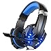 DIZA100 Kotion Each G9000 Gaming Headset Headphone 3.5mm Stereo Jack with Mic LED Light for Xbox One S/Xbox one/PS4/Tablet/Laptop/Cell Phone-Black&Blue