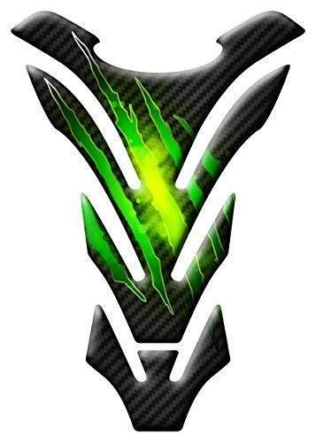 TANKPAD RESINATED Adhesive 3D Carbon Scratch Compatible for Moto Honda Kawasaki Aprilia Ducati Cagiva Yamaha PE(N) (Green)