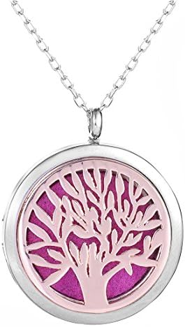 Pendant Necklace Essential Oil Aromatherapy Perfume Diffuser 30 MM Floating Locket ,Include 24" Chain + 5 Felt Pads
