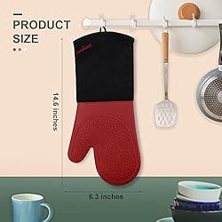 Extra Long Silicone Oven Mitts, sungwoo Durable