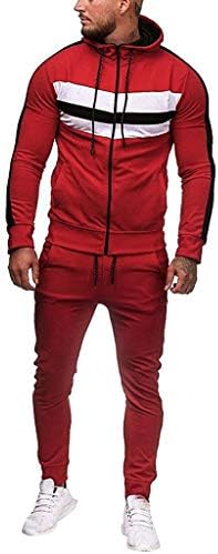 KOZIEE Tracksuit Set for Mens Mens Autumn Gradient Zipper Print Sweatshirt Top Pants Sets Sport Suit Tracksuit Mens Tracksuit Set New Contrast Cord Fleece Hoodie Top Jogging