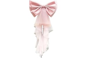 SAQULOPR Detachable Satin Bow for Wedding Dress Bowknot with Irregular Tulle Tail