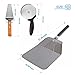 Encheng Stainless Steel Pizza Peel With Rubber Handle And Pizza Cutter Wheel & Pizza Shovel For Serving Food, 3 Pack Grilling Set Pizza Kit,11.45inch x 21inch（With Folding Handle）Kitchenware Set
